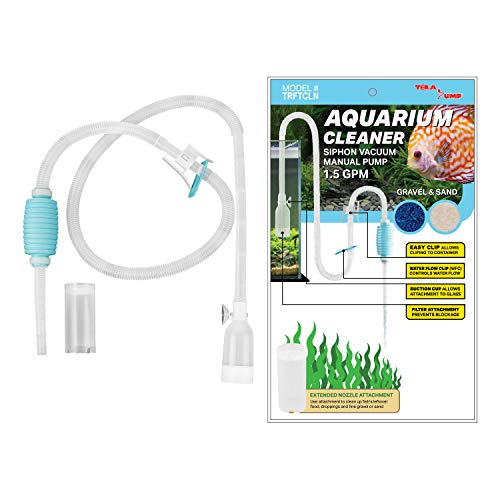 Originálny čistič akvária TERA PUMP Čistič štrkopiesku na akváriové akváriové ryby s dlhou tryskou N Regulátor prietoku vody - BPA Free (model: TRFTCLN)
